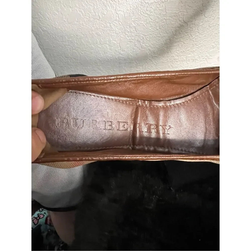 Burberry Brown Leather Canvas Nova Check Three Buckle Ballet Flats Shoes 9.5 - Picture 12 of 12